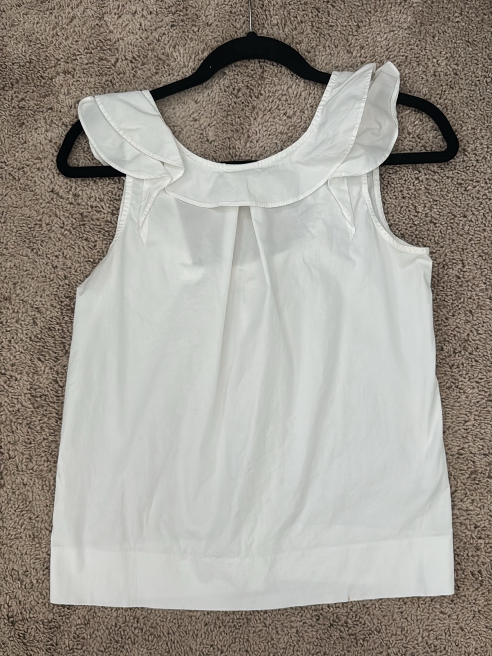J. Crew White Ruffle Neck Sleeveless Tank